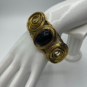 Chunky Modernist Goldtone Twisted Rope Bangle JP185